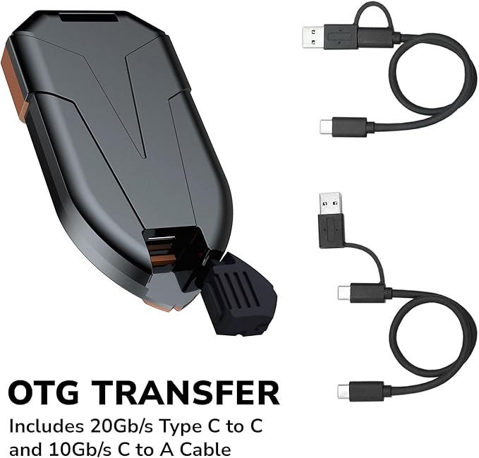 DATO ARES Amber Shield 500GB Portable SSD, Portable Solid State Drive w/LED, USB 3.2 Gen 2x2 Type C External Solid State Drive, External SSD (Up to 1600/1500 MB/s)