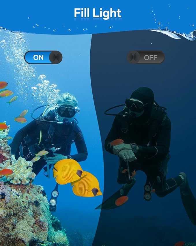 4K Underwater Camera Snorkeling 11FT Waterproof Camera 64MP Autofocus with 32GB Card Dual Screens Selfie 16X Zoom Floatable Compact Digital Camera Waterproof with 2 Batteries (Blue)