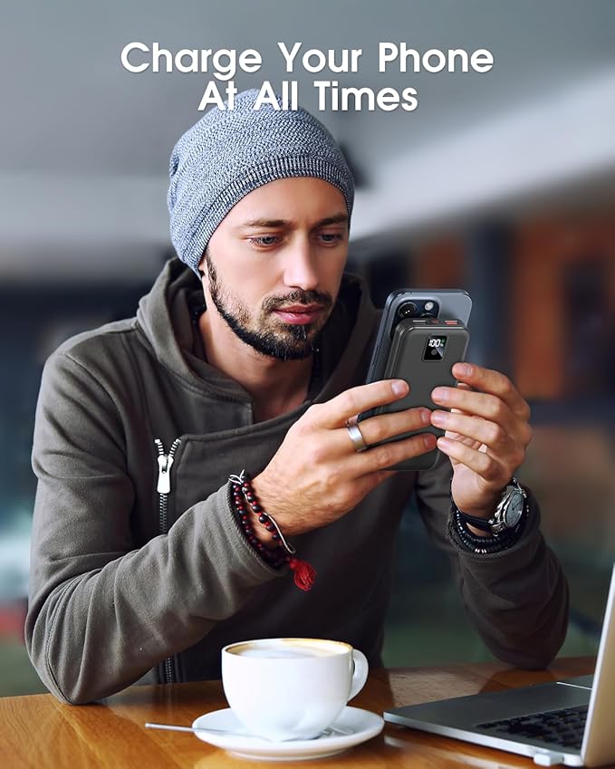 Portable Charger Built-in Cables and AC Wall Plug, 12000mAh power Bank, USB C 22.5W Fast charging Phone Charger ,Compact Lightweight External Battery Pack for iPhones, iPad, Samsung,Tablets, etc.