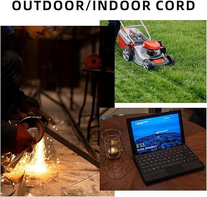 EP 100 Ft Outdoor Extension Cord - 12/3 SJTW Heavy Duty Black Extension Cable with 3 Prong Grounded Plug - Power Cord for Lawn, Garden, Appliances