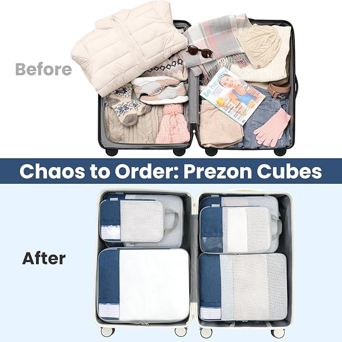 8 Set/6 Set/4 Set Compression Packing Cubes for Travel, Lightweight Vacation Travel Essentials, Travel Accessories for Suitcase Organizer Bags Set, Durable Luggage Organizer