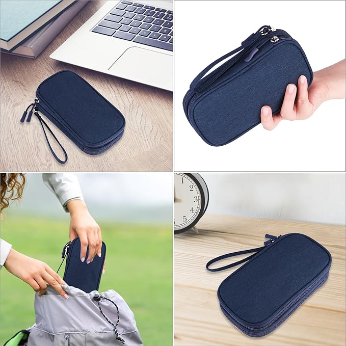 JIAKAI Travel Cable Organizer Electronics Accessories Bag for Charger, Phone, memory card,Travel Gadget Bag-Blue