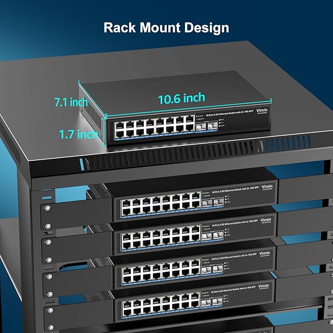 18 Port 2.5G Switch Unmanaged, 16 Ports 2.5Gbase-T Ethernet Switch+2X 10G SFP, 120Gbps Switching Capacity 2.5G Switch 16 Port , Fanless, for 2.5Gbps NAS, Wireless AP & PC, WiFi6 Router, Plug and Play