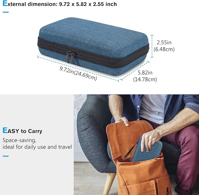ProCase Large Hard Travel Electronic Organizer Case for MacBook Power Adapter Chargers Cables Tech Organizer Hard Drive USB Flash Disk SD Card Portable Electronics Accessories Bag -Navy