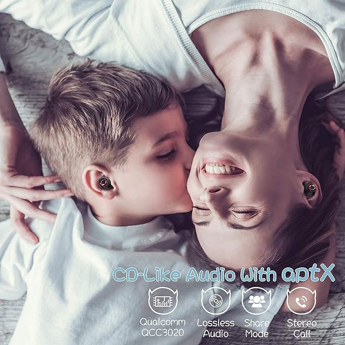 Ture Wireless Earbuds Gaming Bluetooth Earbud Touch Control in-Ear Headphones with Charging Case Noise Reduction 36H Playtime Kids Earphones,No Delay Sports Earbuds