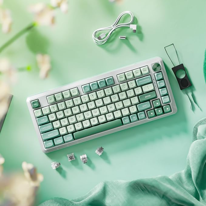 Redragon K681 Wireless Mechanical Keyboard, Gasket Mounted RGB Gaming Keyboard with Volume Knob, MDA-Profile, Pre-Lubed Linear Switches, 81 Keys 75% Tri-Mode Hot Swappable for PC/Xbox/Ps4/5