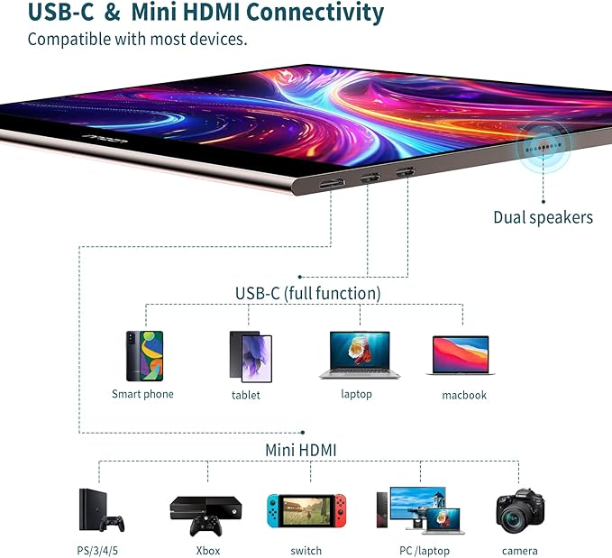 INNOCN 15.6" Portable Monitor OLED Touch Second Screen for Photo Editing with 4K, 100% DCI-P3, 100000:1, 10Bits, USB C External Monitor for Laptop,PC, Phone,Consoles, Brown, PU15 Pre C6