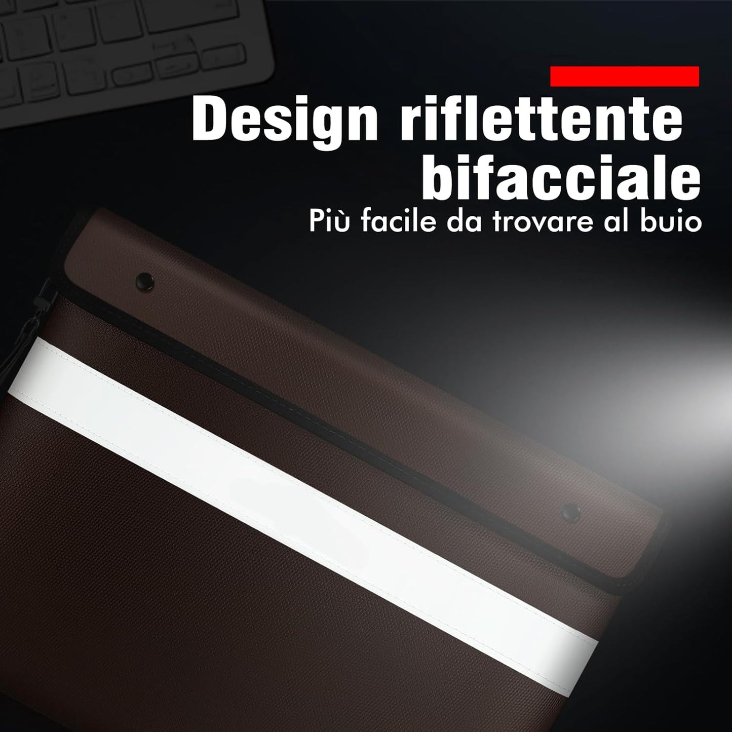 Vailoin 6200°F Heat Insulated Fire proof Money Bag with Soft Leather Hand Strap, FireProof Pouch with Water Resistant Zippe,Fire and Waterproof Envelope for Cash,Valuables,Jewelry(13.9"x10.6",Brown)