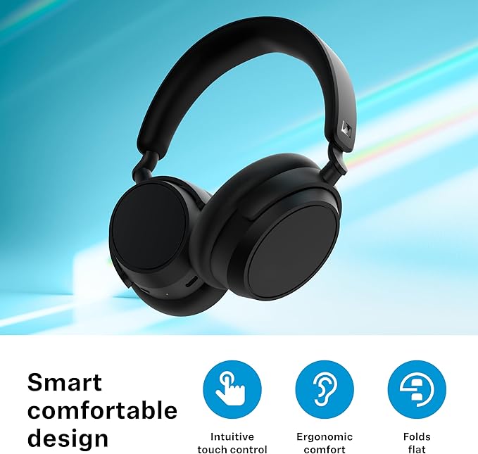 Sennheiser ACCENTUM Plus Wireless Bluetooth Headphones Noise Cancelling - Quick-Charge Feature, 50-Hr Battery Playtime, Adaptive Hybrid ANC, Bluetooth Over Ear Headphones for Traveling, School, White