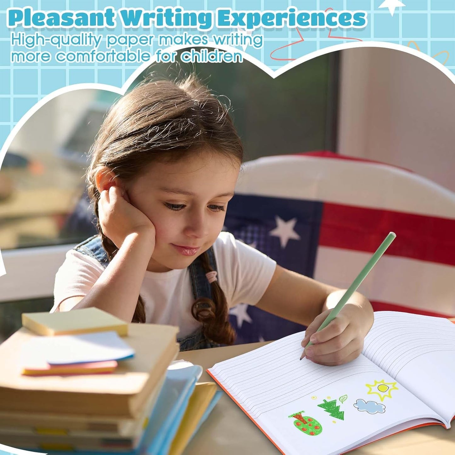 Henoyso 24 Pcs 120 Pages Primary Composition Notebooks K-2 9 3/4 x 7 1/2 Inch Journals Primary Journals Blank Books for Kids to Write Stories Kindergarten (Classic Color)