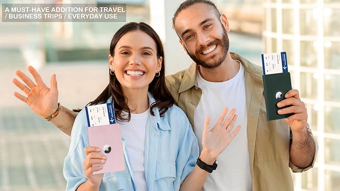 Airtag Passport Holder for Women Men Travel, Real Leather Passport Wallet, Handmade Passport Cover Case with Airtag Slot, Travel Must Haves Essentials Accessories Birthday Gifts (Crazy Horse, Blue)