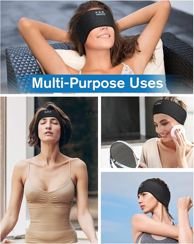LC-dolida Sleep Headphones Bluetooth Music Band Headphones with Thin HD Stereo Speakers Perfect for Side Sleepers, Sport, Yoga, Travel