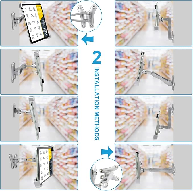 Anti Theft Tablet Stand, Security Tablet Holder with Lock, Lockable Tablet Mount for iPad, Galaxy Tab, E-Reader, Amazon Fire, More 7-11" Tablets (Wall)