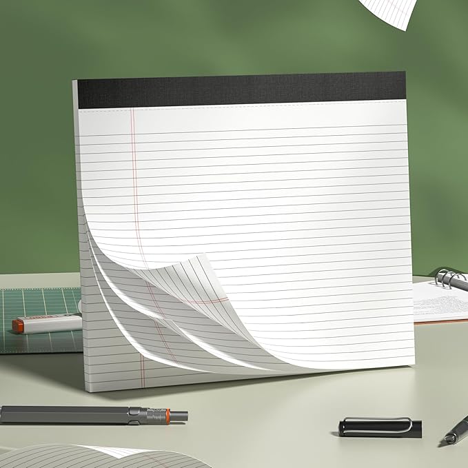 3 Pack Legal Pads 11 x 9.5 College Ruled White Paper Note Pad Narrow Ruled 30 Sheets Notepads Perforated Writing Pad Clear Print Horizontal Pads of Paper