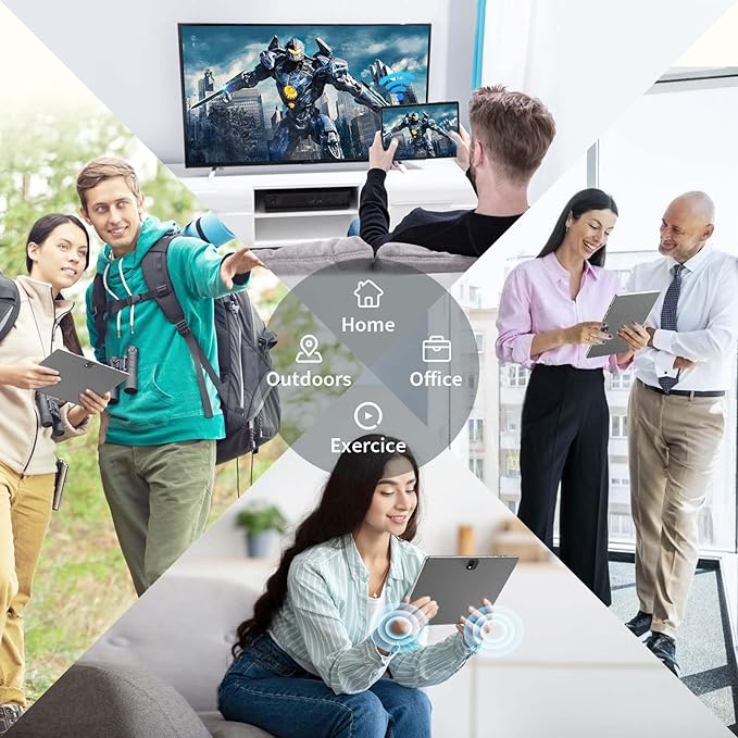 2025 Tablet, Android 14 Tablets 10 inch with Keyboard, 26GB RAM+256GB ROM(2TB Expand), 2-in-1 Tablets with 8-Core, 8000mAh, 5G WiFi, Widevine L1, GMS, with Case, Keyboard, Mouse, Stylus(Black)