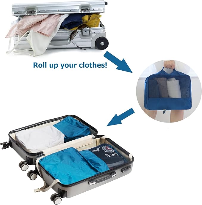 DoubleTrip Packing Cubes for Suitcases Carry on Luggage Organizer 6 Set Travel Accessories Lightweight Storage Bag Space Saver Clothes Pouch Large