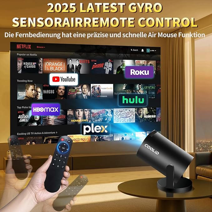 Mini Projector, Support 4K 1080P Portable Projector with Bidirectional WIFI6 5G and Bluetooth5.4, 270° Rotatable, Auto Keystone Correction, 35"-130" Video Projecto Compatible with HDMI/USB/Phone-Black