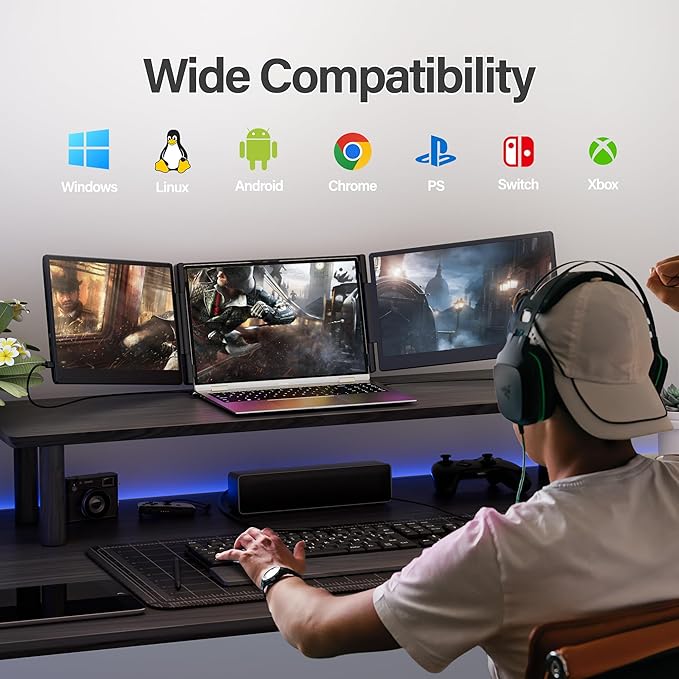 2025 New Upgraded Laptop Screen Extender Portable Monitor, 1080P FHD IPS Screen, Monitor Extender for Laptop, Fit for 13-17" Laptops, Plug & Play Compatiable with Windows/Mac/Android/Switch (14 inch)