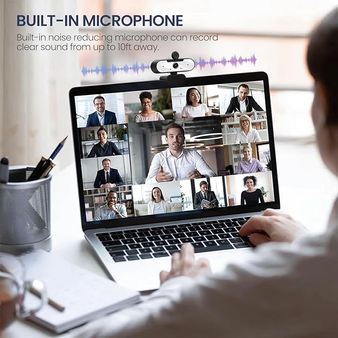 USB HD 1080P Video Webcam and Wide Angle Camera with Built-in Microphone and Rotatable Tripod,for Laptop Computer or Desktop PC,Great for Live Streaming.Calls.Video Conferencing(White)