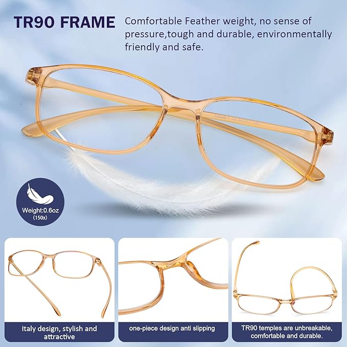 AQWANO Unbreakable Reading Glasses for Women 3 Pack - TR90 Flexible Lightweight Computer Readers (1.75) Blue Light Blocking, Comfortable Clear Frame, Cute & Stylish Designer Eyeglasses