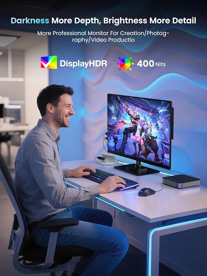 Newsoul 4K QLED Portable Monitor 120Hz Gaming Monitor, 100% DCI-P3 | 2000:1 Contrast | Fast IPS 0.1ms, Built-in Stand | VESA | Speaker, USB-C HDMI Portable Screen for Laptop, Phone, Game Console