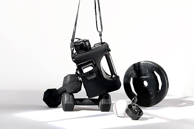 H2O Capsule Half Gallon Cube Square Water Bottle value pack - 2.2L Water Bottle with Strap, 2 Storage Sleeves, Straw Lid – BPA Free Reusable Sports Water Jug with Handle, (68 Ounce)