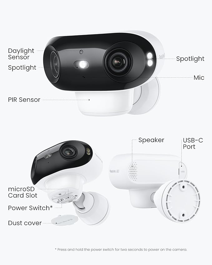 REOLINK Argus 4 Pro 4K Solar Camera Outdoor Wireless, Dual-Lens 180° View for Home Security, ColorX Night Vision, No Subscription, Smart Detection, Local Storage, Wi-Fi 6, Home Hub Compatible