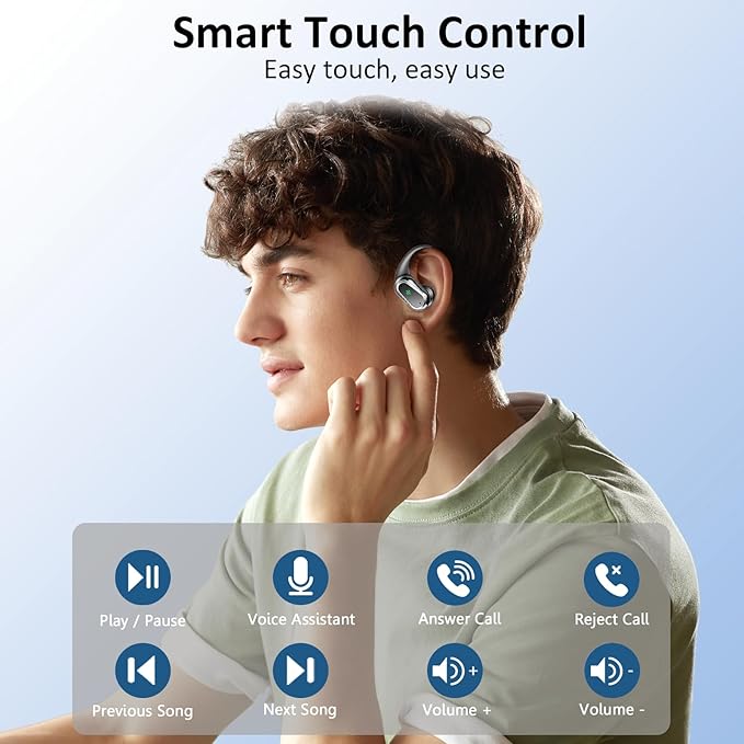 Wireless Earbuds, 2025 Bluetooth 5.4 Headphones Sport, 50Hrs HiFi Stereo Deep Bass Over-Ear buds with ENC Noise Cancelling Mic, IP7 Waterproof & LED Display Earphones with Earhooks for Workout/Running