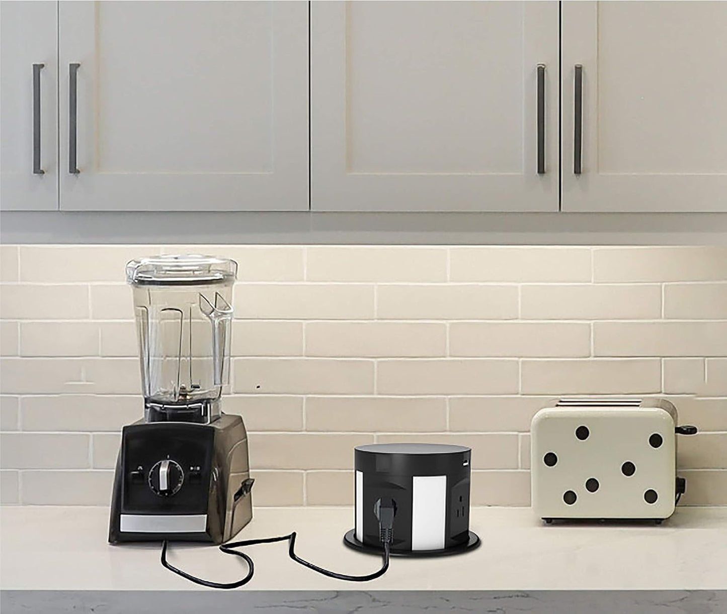 Automatic Pop Up Outlet for Countertop, Recessed Power Strip with 4 AC Outlets, 2 USB A, 2 USB C Pop Up Socket, Wireless Charger Station for Kitchen Conference Workbench, ETL Listed