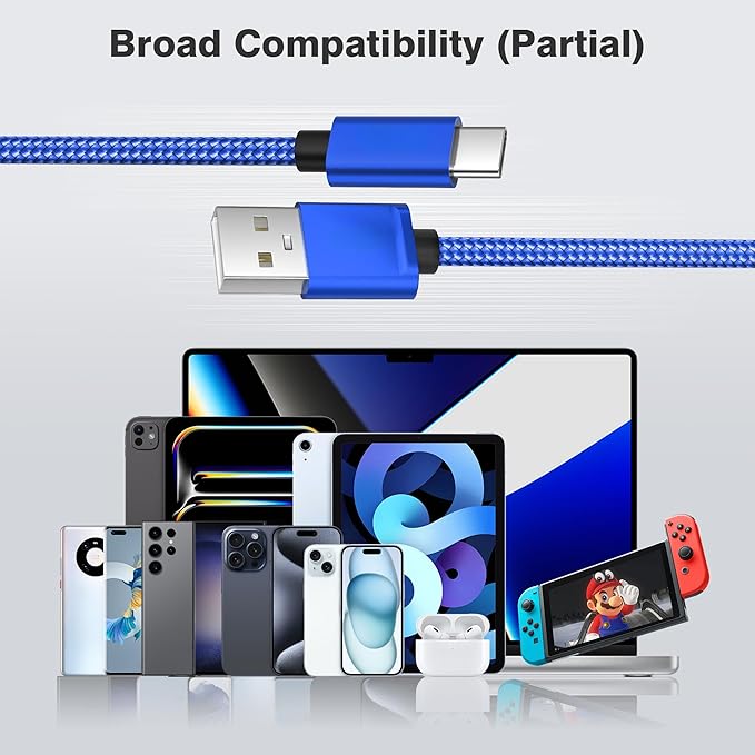 Elebase for Samsung Galaxy S25 Charger Cable 1.5/3.3/6.6FT 3Pack,USB A to Type C Charging Cord for Car,S24 S23 S22 Tab S10 S9 S8 S7 A9 A8 A7 Plus Ultra FE,Z Flip Fold,Kindle Fire HD Paperwhite Scribe