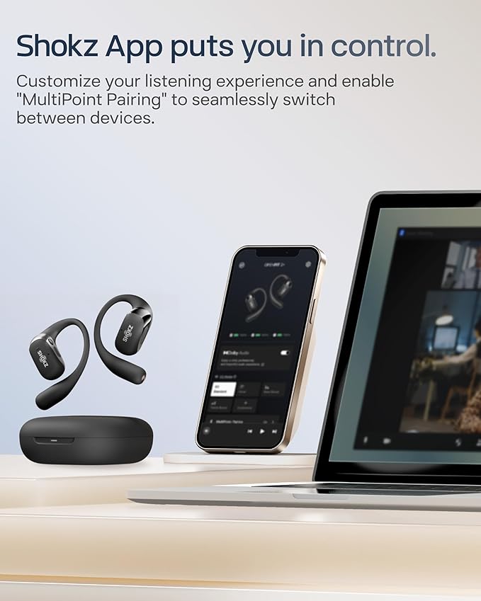 SHOKZ New OpenFit 2+ Open-Ear Headphones,Dolby Audio Enabled,Comfortable Earbuds with Soft Ear Hooks,48H Playtime,IP55 Water-Resistant,USB-C Fast Charging,Wireless Charging - Amazon Exclusive Purple