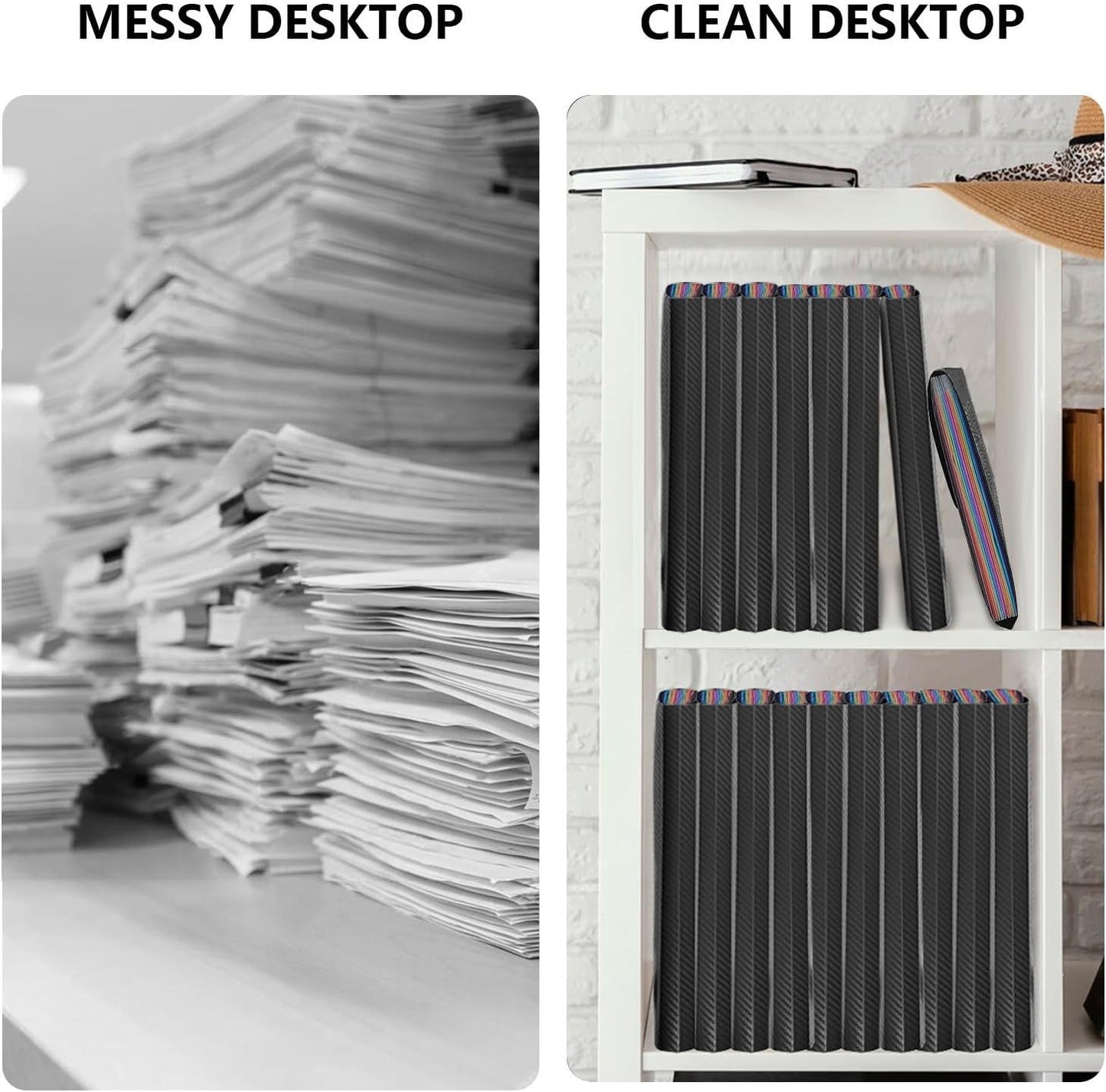 14 PCS Office Accordion File Organizer Bulk - 13 Pocket Plastics Expanding Folder with Tabs - Letter Size Loose Paper Folder for Work School Home, Student Teacher