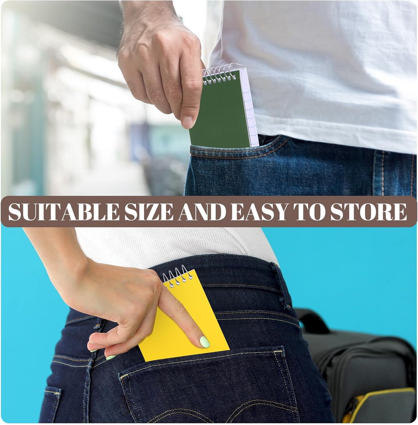 48 Pcs Small Pocket Notebooks 3 x 5 Inch Mini Memo Spiral Notepads Top Bound College Ruled Lined Note Pads for Back School Office Journaling Noting, 75 Sheets/Pad (Classic Color)