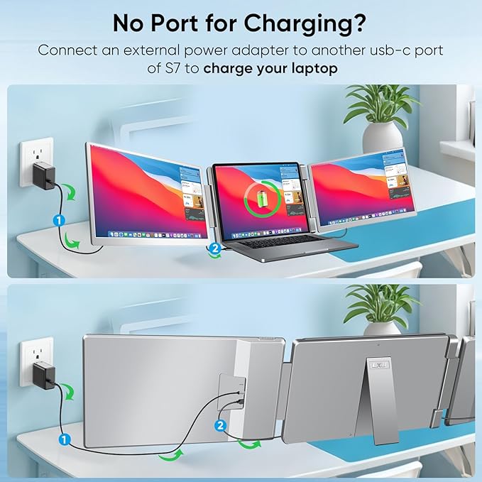 Laptop Screen Extender, FHD 1200P 16:10 IPS Portable Monitor for Laptops 12~16.2 inch, 14" Triple Screen Laptop Monitor Extender Display, Plug & Play with USB-C HDMI for Windows/MacBook/Switch/PS5