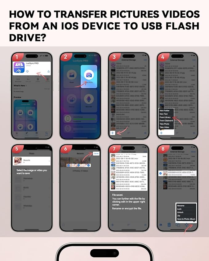 MFi Certified 256GB Flash Drive for iPhone Photo Stick, USB Thumb Drive Memory Stick High Speed USB Drive Photo Storage for iPhone Flash Drive Compatible for iPhone/iPad/Android/PC (Pink)