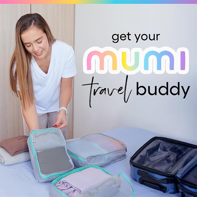 MUMI Packing Cubes – 5-Piece Compression Packing Cubes for Travel, Luggage Organizers for Suitcases, Carry-On Bags, Backpacks, and Duffel Bags – Space-Saving Travel Essentials - Aqua