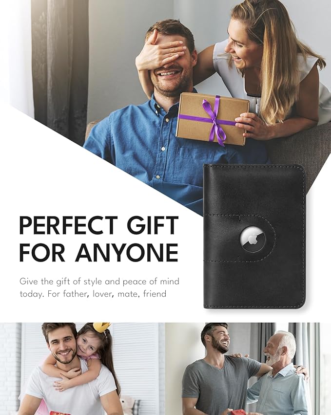 ALLIVE Passport Holder for Travel with AirTag Holder - Genuine Leather Passport Cover & Wallet for Men and Women, Airport Essentials