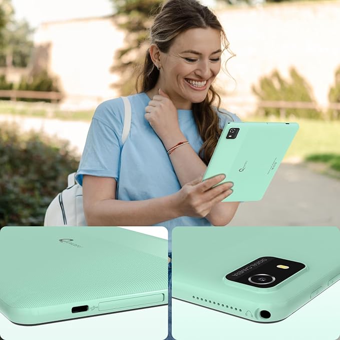 CWOWDEFU 10 Inch Android 14 Tablet, 12GB+128GB, Expand 1TB, Widevine L1 Compatible Octa-Core With WiFi 6, 6000mAh, Dual 8MP+5MP Camera, Face ID/Reading/Gaming (Green)
