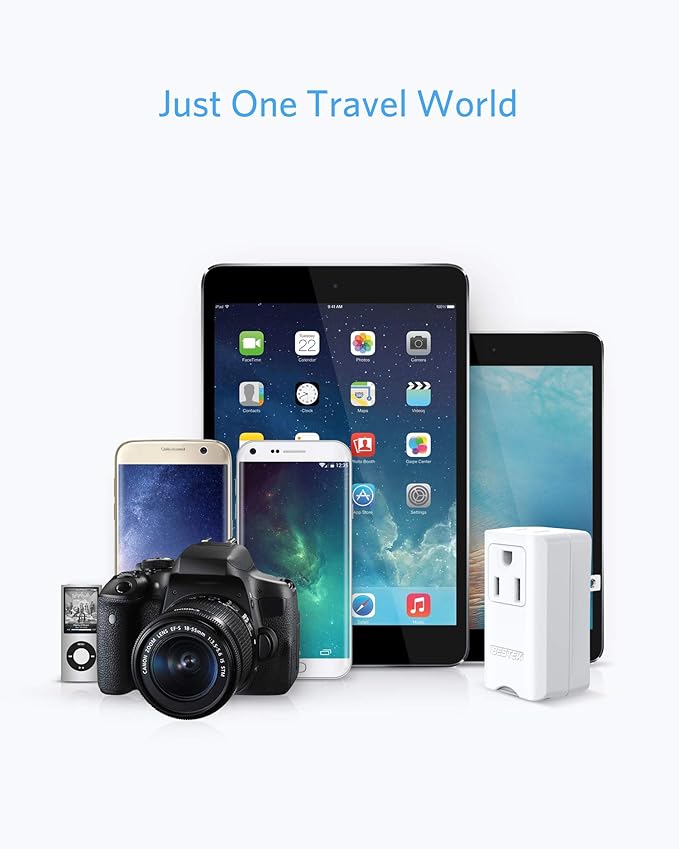 BESTEK Worldwide Travel Plug Adapter, Dual 100-250V Input Plug Adapter Universal All-in-One Travel Adapter Travel Power Adapter for UK, Europe, AU, JP, US, Type A/I/G/C - 2 Pack