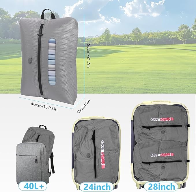 2025 Vacuum Bags for Travel with See-Through Window Space Saver Vacuum Seal Bags for Clothing Travel IP67 Reusable Packing Organizers for Luggage, Backpack, Suitcase Grey 1PC+No Pump