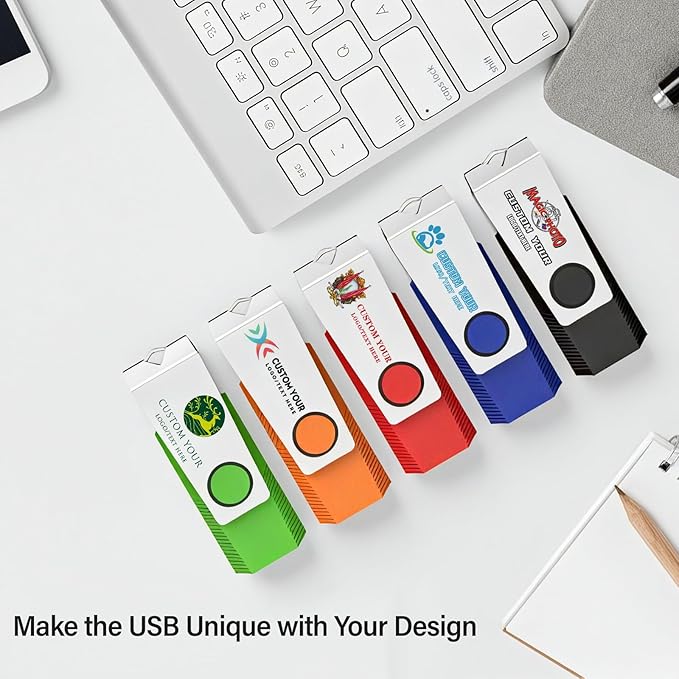 8GB Flash Drive 10 Pack, Wooolken USB 2.0 Memory Stick Thumb Drive with Lanyards Swivel USB Stick for Data Storage and Backup (Mixed Colors)