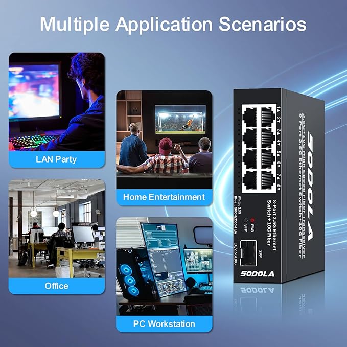 8-Port Unmanaged 2.5G Switch,8 x 2.5GBASE-T Ports,1X10G SFP+,100Gbps Switching Capacity, Fanless, Metal,Plug & Play 2.5Gb Network Switch