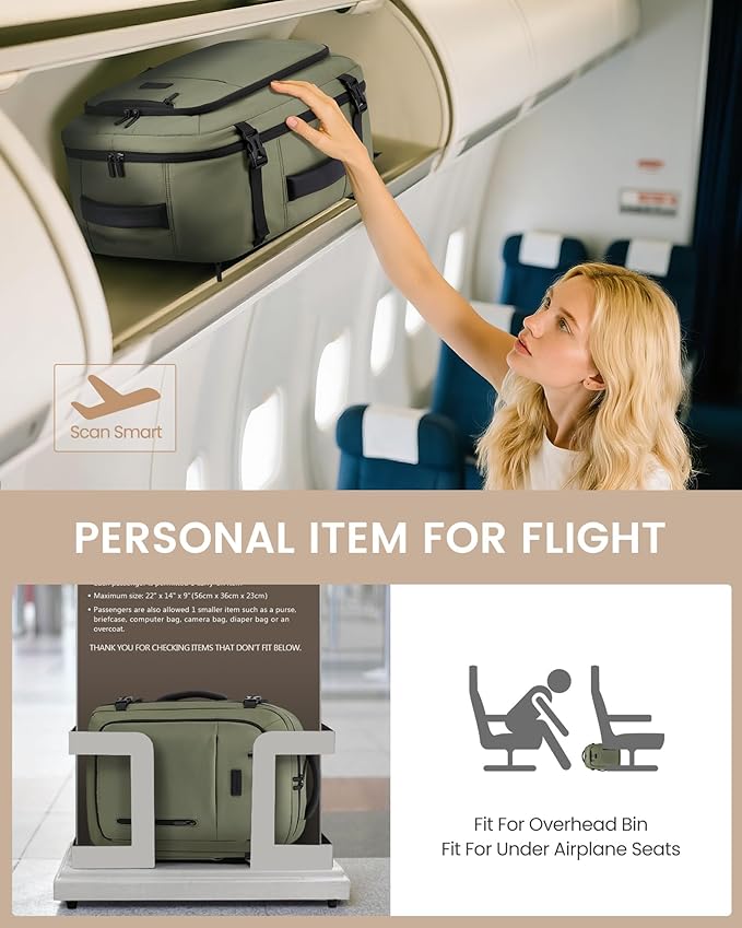 LOVEVOOK Travel Backpack for Women Men with Garment Bag, 50L Carry on Backpack as TSA Personal Item Flight Approved, Luggage Daypack Fits 17.3" Laptop, Overnight Business Weekender Travel Essential