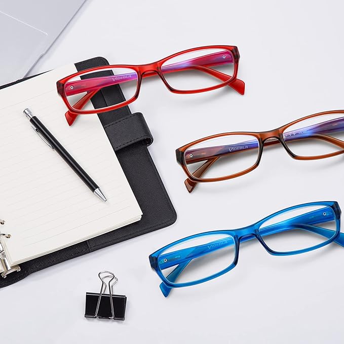 VIDEBLA 5 Pack Computer Reading Glasses Men and Women Anti Eyestrain Blue Light Blocking Glasses for Reading (Mixed colours, 2.50)