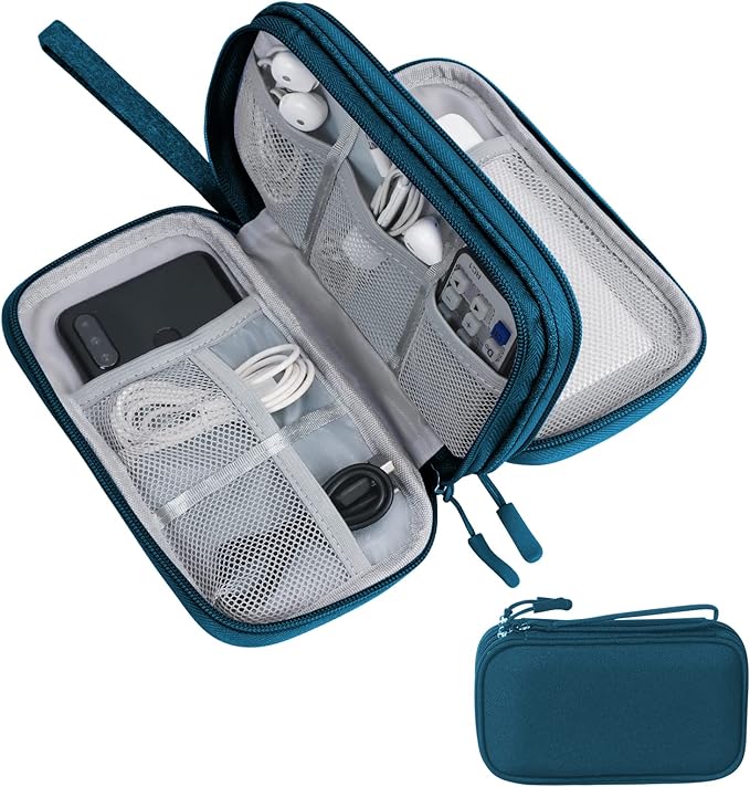 Skycase Electronic Organizer Travel Case - Waterproof Travel Cord Pouches for Organization, Cable Organizer, All-in-One Double Layers Storage Bag for Accessories, Charger, Cable, Green