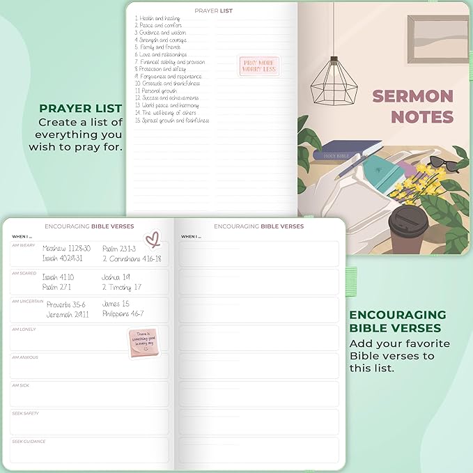 Clever Fox Bible Study Journal – Church Notes Notebook – Note Taking & Journaling Kit – Faith Based Religious Gifts & Accessories (Mint Cream)