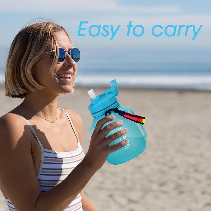 TakeToday Collapsible Water Bottles 40 OZ Gallon Motivational Water Jug with Straw 1.2L Silicone Sports Water Bottle with Time Marker, Leakproof Large Water Bottle for Yoga Camping Outdoors
