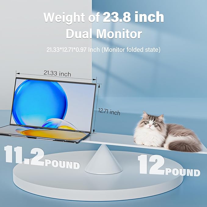 InnoView 23.8" FHD 100Hz Dual Monitor Built-in Speakers 315°Adjustable 100% sRGB Double Monitor Extendrer for Windows Mac w/HDMI Type-C Work Office Triple Monitors