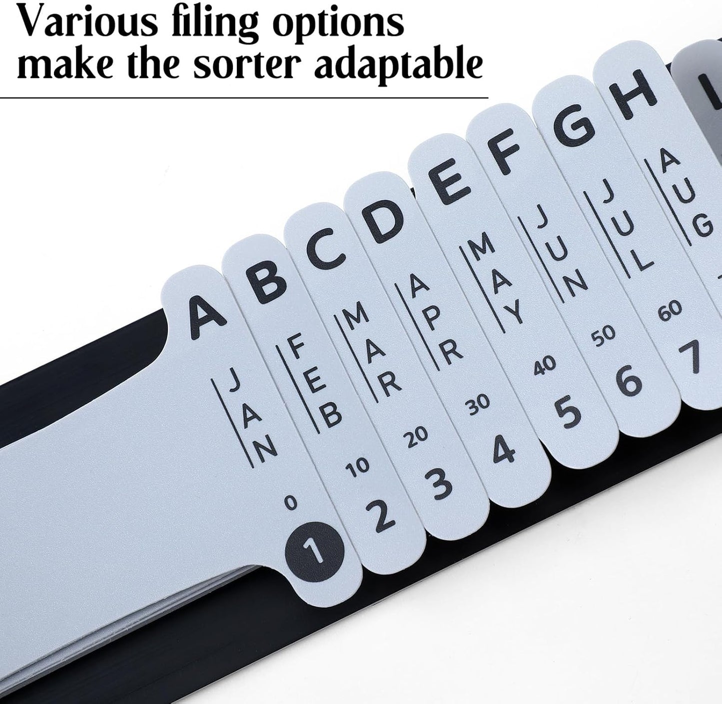 PerKoop Plastic Document Sorter Alphabetical File Organizer Compact Upright Space Saving Paper Organizer for File Office, Grey, 2.52 x 23.5 inches(2 Sets)