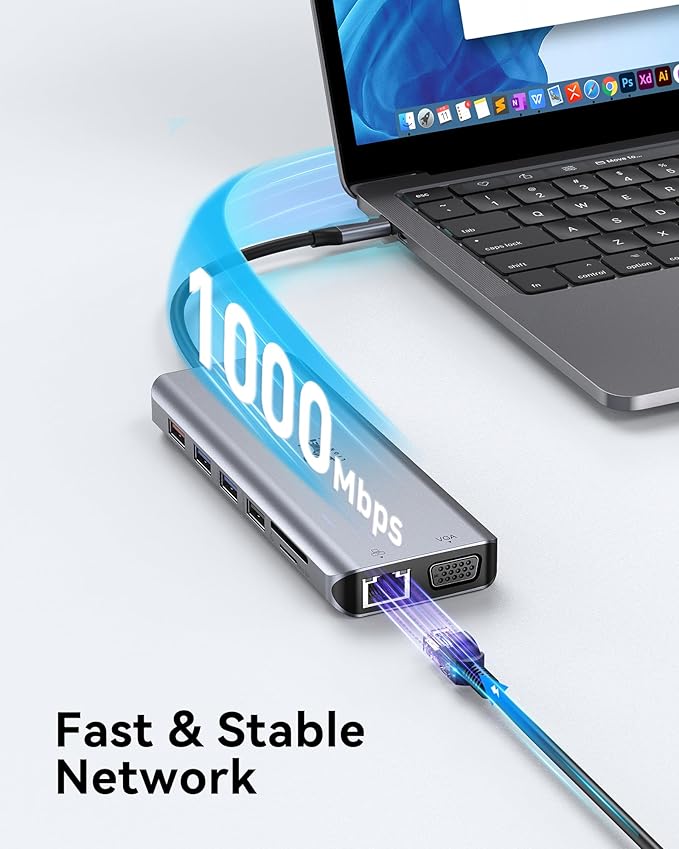 USB C Docking Station Dual Monitor for Laptop, LIONWEI 14-in-1 USB-C Hub with Triple Display, 2 HDMI + VGA, Ethernet, 6 USB A/C 3.0/2.0, PD, SD/TF, Audio, USBC Dock for Surface/HP/Dell/Lenovo/MacBook